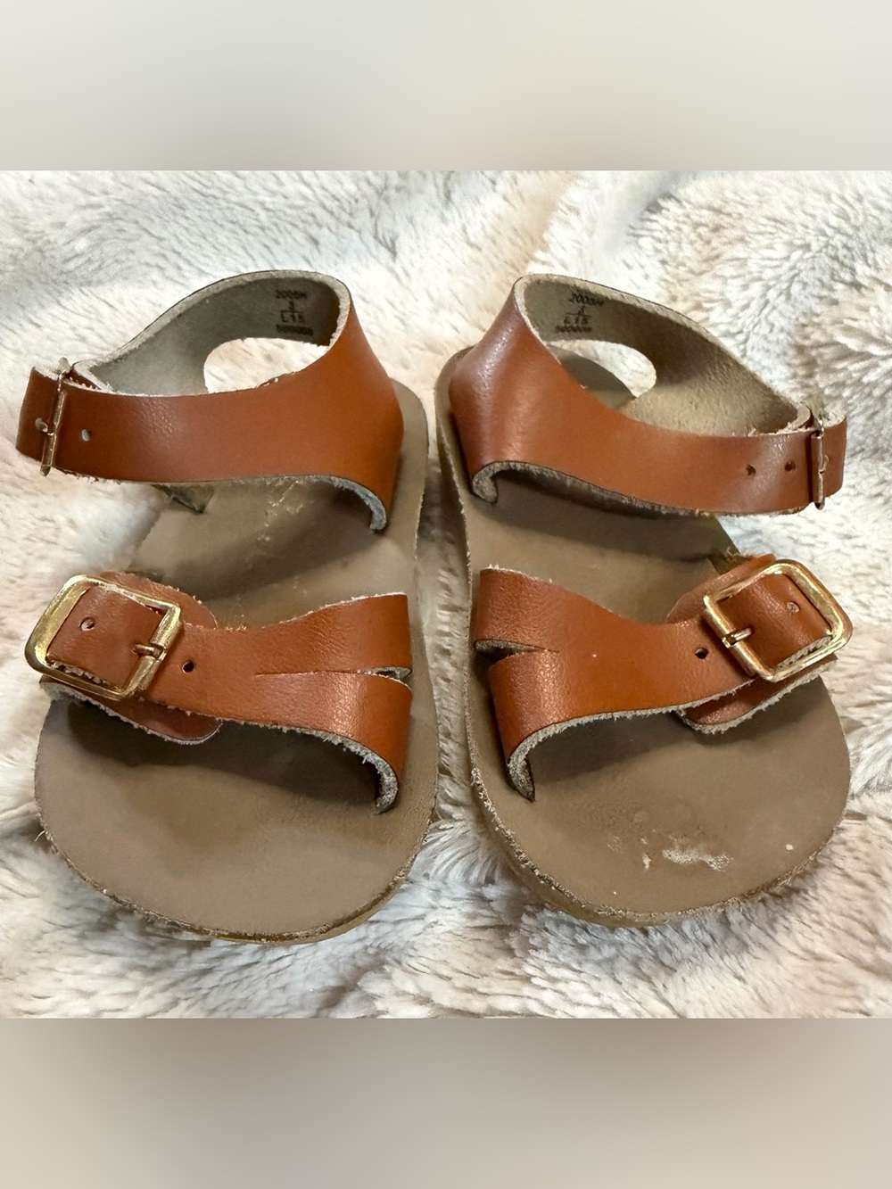 Hoy Salt Water Brown Leather Buckle Sandals 3